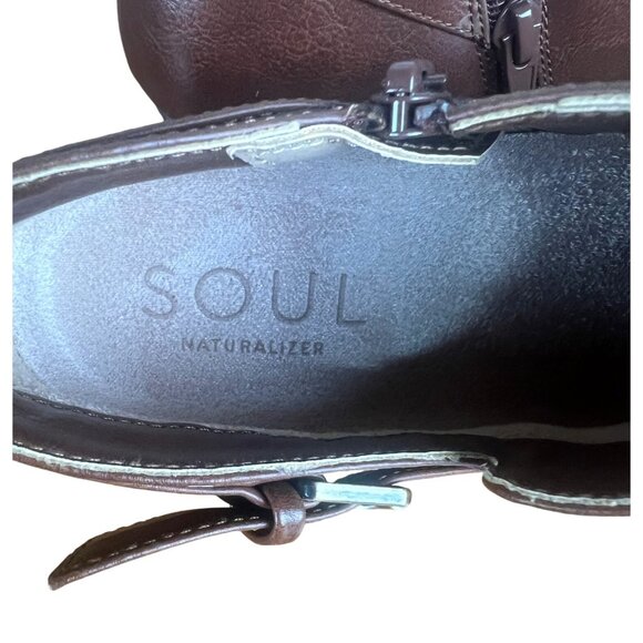 Naturalizer Soul Brown Faux Leather Ankle Boots With Zipper & Buckle Women 8 - Picture 6 of 14